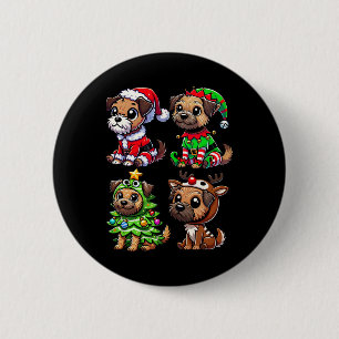 Border Terrier Christmas Tree Santa Elf Kostüme Do Button