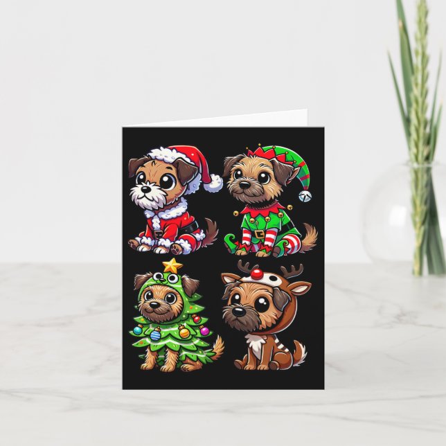 Border Terrier Christmas Tree Santa Elf Kostüme Do Karte (Vorderseite)