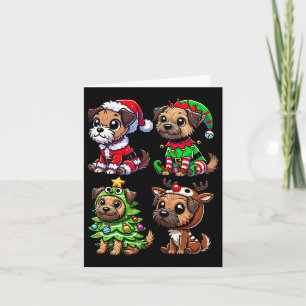 Border Terrier Christmas Tree Santa Elf Kostüme Do Karte