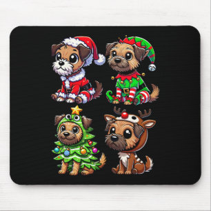 Border Terrier Christmas Tree Santa Elf Kostüme Do Mousepad
