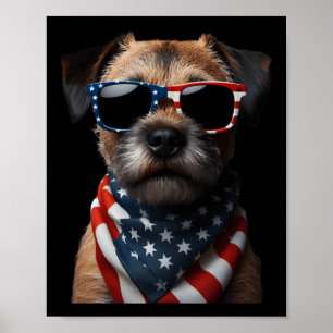 Border Terrier Dog 4. Juli Amerikanische Unabhängi Poster
