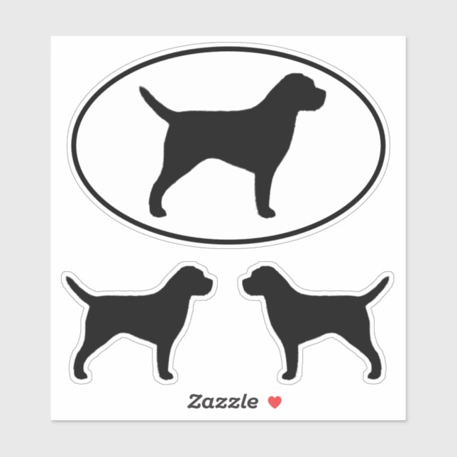 Border Terrier Dog Silhouette Vinyl Sticker Set (Blatt)