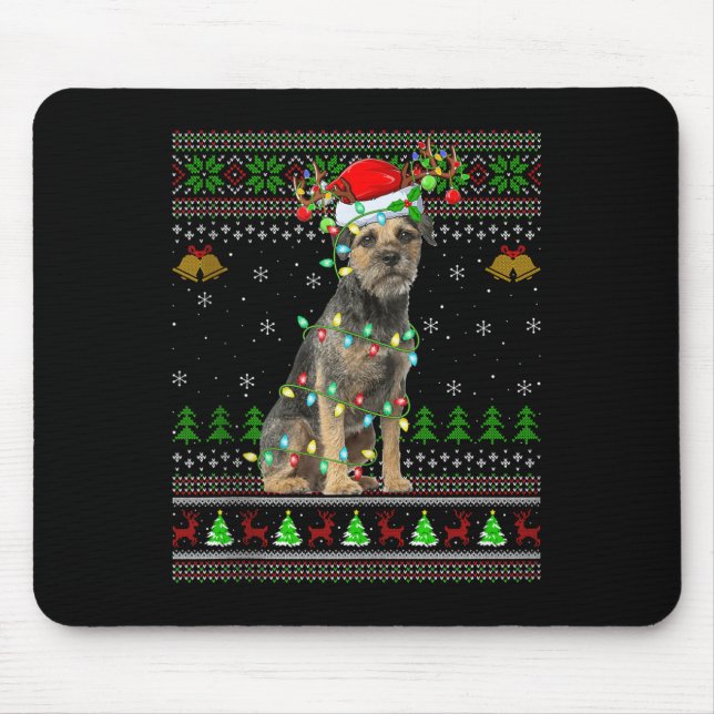 Border Terrier Dog Ugly Christmas Sweater Holiday  Mousepad (Vorne)