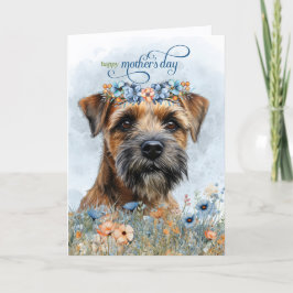 Border Terrier Dog Wildflowers Mother's Day Feiertagskarte