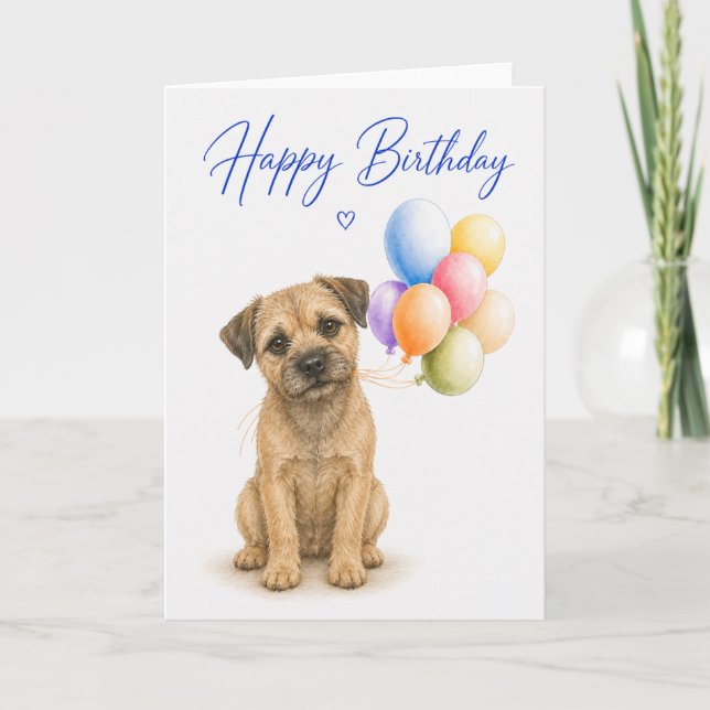 Border Terrier Geburtstag Karte (Vorderseite)