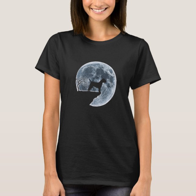 Border Terrier Halloween Costume Moon Silhouette T-Shirt (Vorderseite)