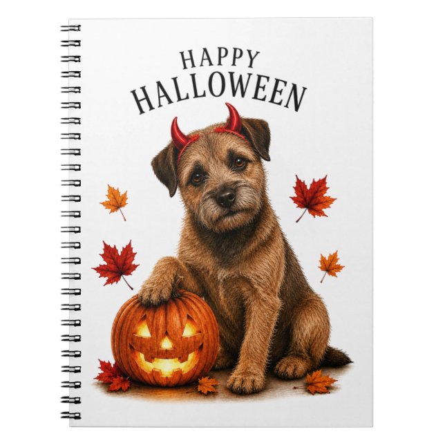 Border Terrier Halloween Teufelshund Notizblock (Vorderseite)