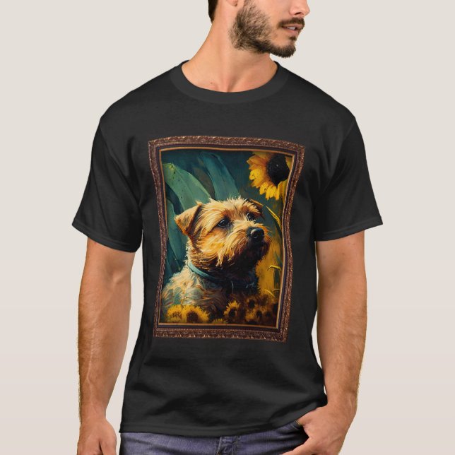 Border Terrier Painting Sunflower Flower Mom Women T-Shirt (Vorderseite)