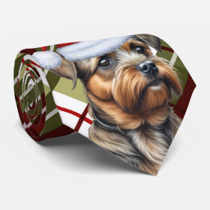 Border Terrier Red Green Kariert Holiday Weihnacht Krawatte