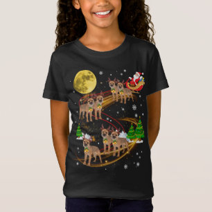 Border Terrier Rentier Christmas Dog Riding Santa T-Shirt