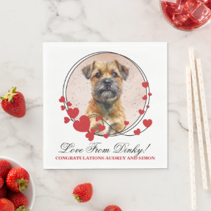 Border Terrier Rotes Herz Rahmen Hund Foto Serviette