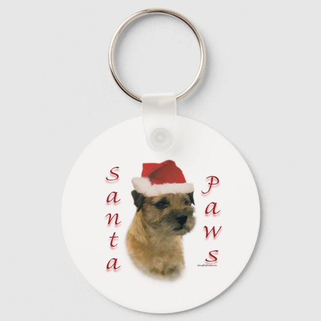 Border Terrier Santa Paws Schlüsselanhänger (Vorderseite)
