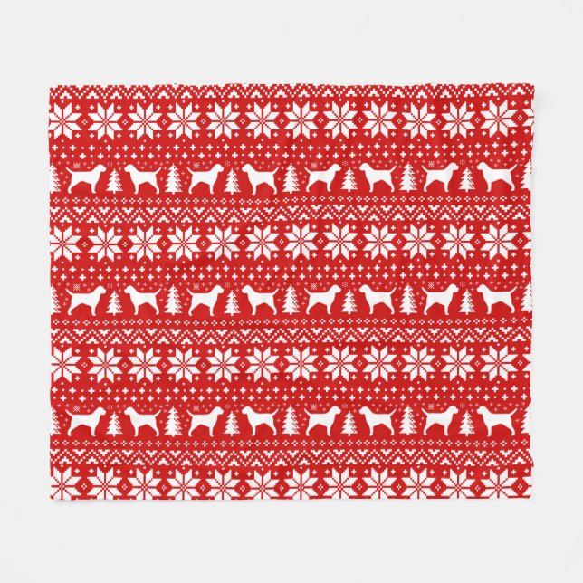 Border Terrier Silhouetten Hunde Weihnachtsmuster Fleecedecke (Vorderseite (Horizontal))