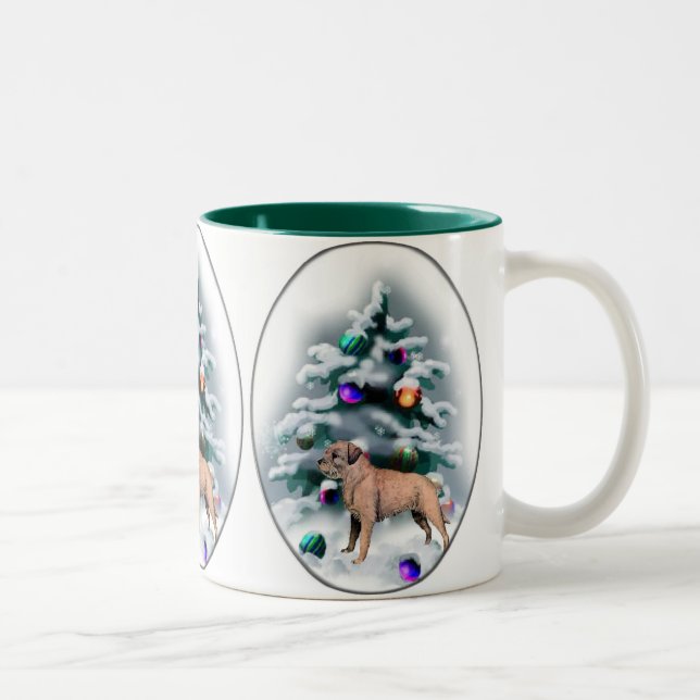 Border Terrier Weihnachtsgeschenke Zweifarbige Tasse (Rechts)