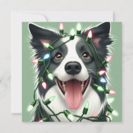 Bordercollie Flaches Weihnachtskarte Feiertagskarte