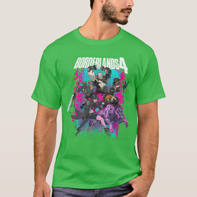 Borderlands 4 Farbige Helden Collage Graffiti Vid T-Shirt (Vorderseite)