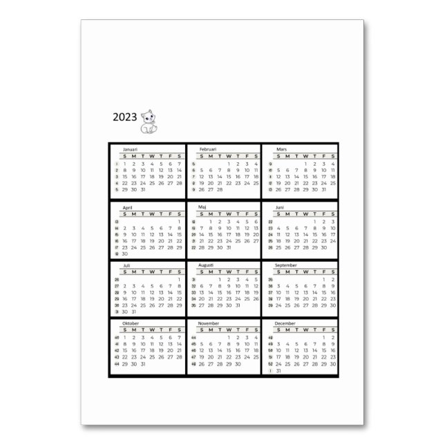 bordkalender tischnummer (Vorderseite)