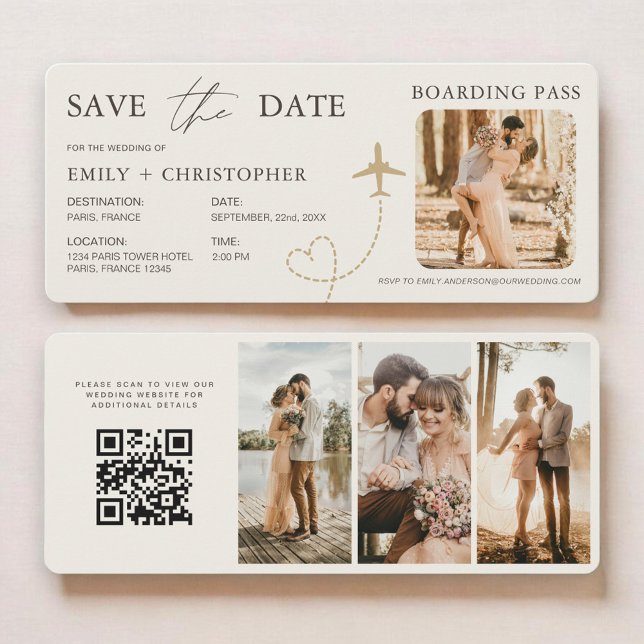 Bordkarte Flugzeug QR-Code Save-the-Date (Von Creator hochgeladen)