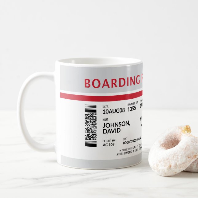 Bordkarte - Grau Kaffeetasse (Mit Donut)