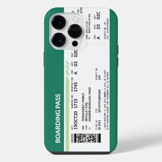 Bordkarte - Grün iPhone Hülle (Rückseite)