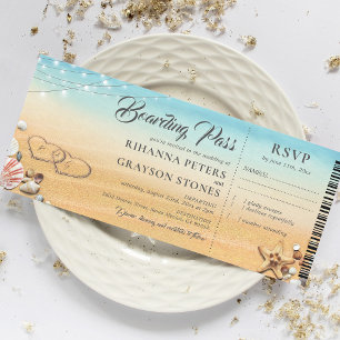 Bordkarte Herzen im Sand Hochzeit Einladung