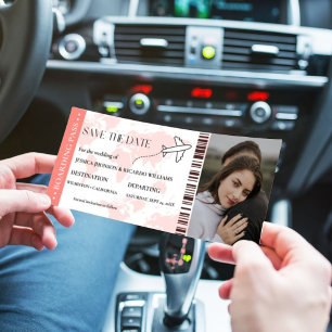 Bordkarte Monogramm Save-the-Date-Ticket Save The Date