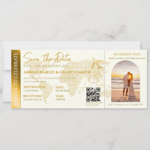 Bordkarte Ticket Mit Foto Hochzeit Einladung