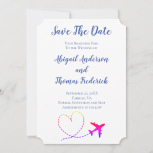 Bordkarte Ziel Flugzeug Herz Hochzeit Save The Date