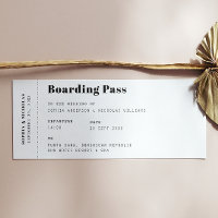 Bordkarte. Ziel Ticket Reise Hochzeit