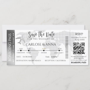 Bordkarte Zielort Hochzeit QR-Code Einladung
