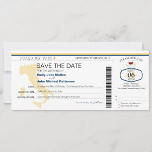 Bordkarte zur Italienischen Hochzeitseinladung Save The Date