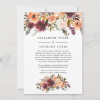 Bordo Peach Floral Reduced Wedding Guest List