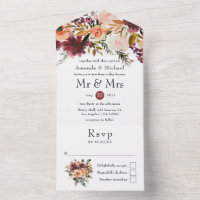 Bordo Peach Watercolor Floral Wedding