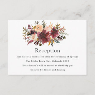 Bordo Peach Watercolor Floral Wedding Begleitkarte