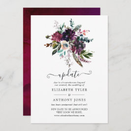 Bordo Violet Plum Floral Wedding Update Einladung