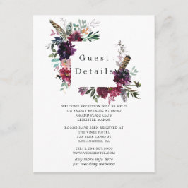 Bordo Violet Plum Watercolor Floral Guest Details Begleitkarte