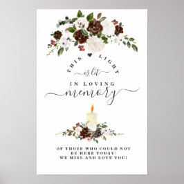 Bordo White Floral in Love Memory Memorial Signatu Poster