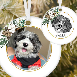 Bordoodle Dog Hand Zeichnend Personalisiert Keramik Ornament