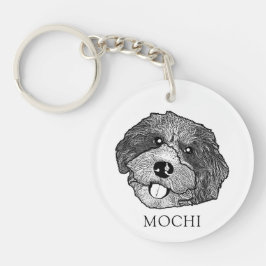 Bordoodle Dog Hand Zeichnend Personalisiert Schlüsselanhänger
