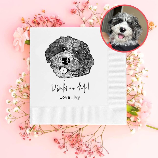 Bordoodle Dog Hand Zeichnend Personalisiert Serviette (Von Creator hochgeladen)