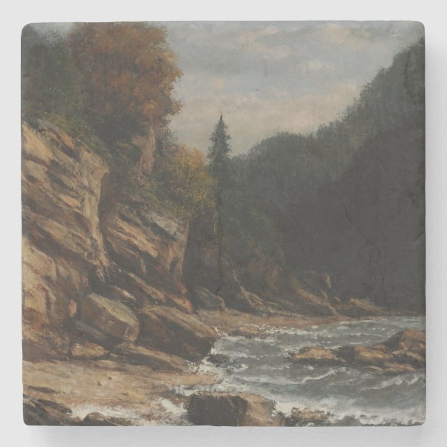 Bords du lac Léman - Gustave Courbet Steinuntersetzer (Vorderseite)