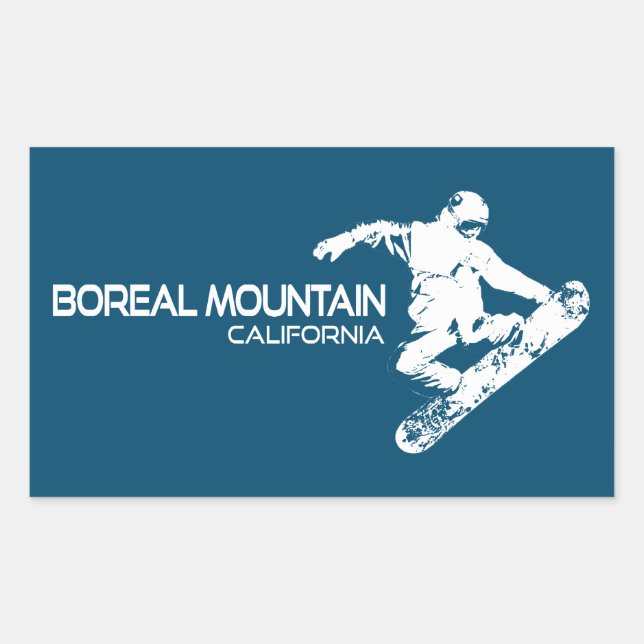 Boreal Mountain California Snowboarder Rechteckiger Aufkleber (Vorderseite)