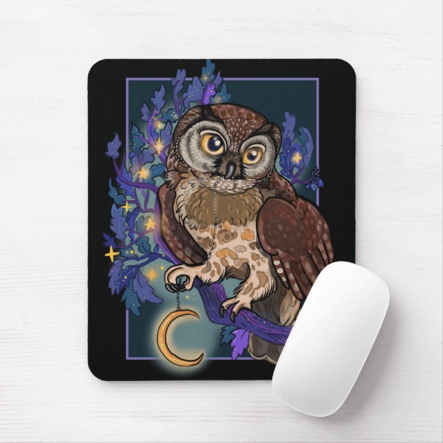 Boreal Night Tree Owl Mousepad (Mit Mouse)