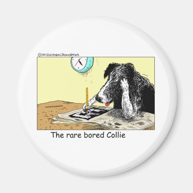 Bored Border Collie Funny gibt T-Shirts Sammlerstü Magnet (Vorne)