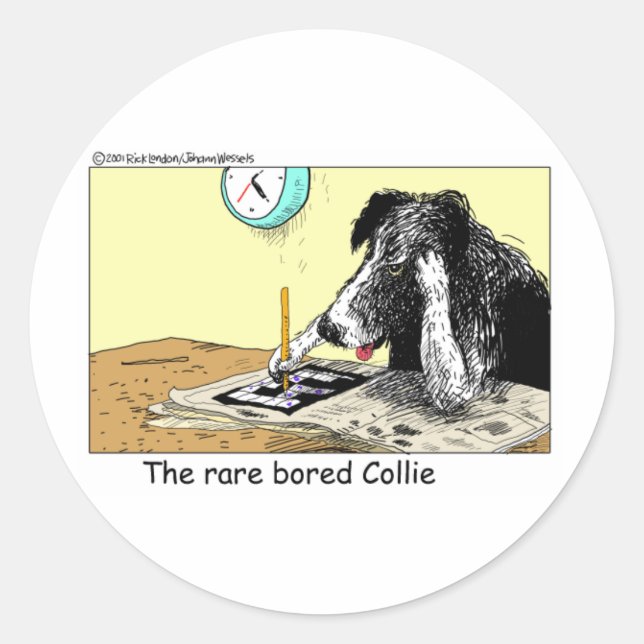 Bored Border Collie Funny gibt T-Shirts Sammlerstü Runder Aufkleber (Vorderseite)