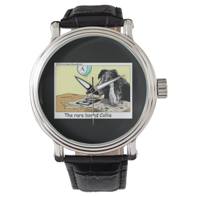 Bored Border Collie Funny Unisex Watch Armbanduhr (Vorderseite)
