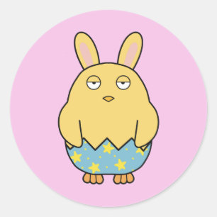 Bored Bunny Chick 04 Runder Aufkleber