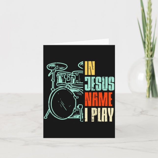 Boredkoalas Jesus Name I Play Drums - Men, Boys -  Karte (Vorderseite)