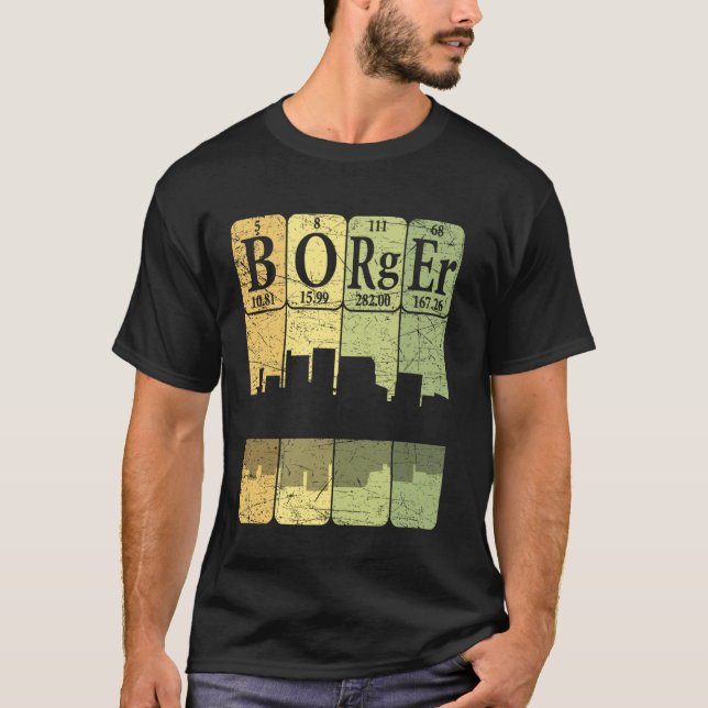 Borger Periodensystem Elemente Borger Texas Retro T-Shirt (Vorderseite)