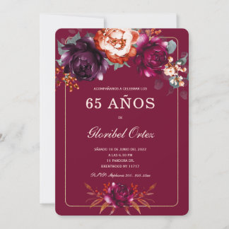 Borgoña 65. Ideen von Fiesta de cumpleaños para Einladung